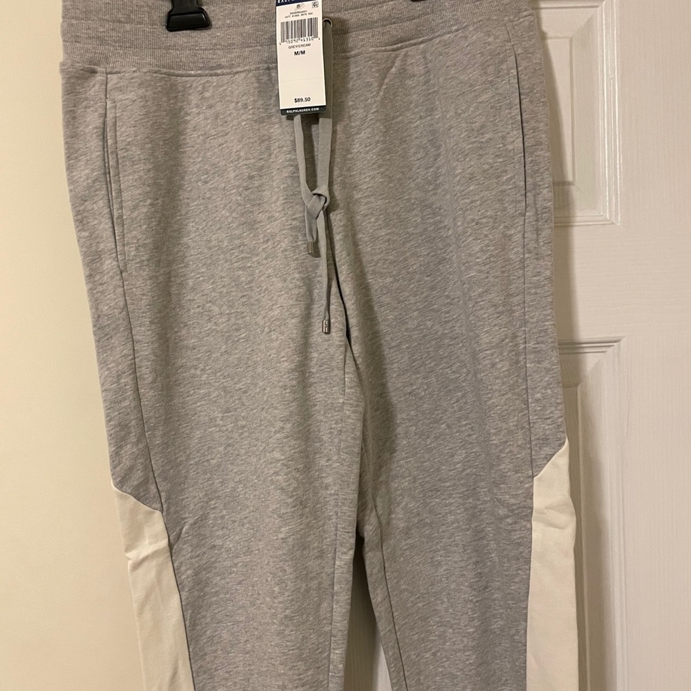 Grey and cream polo sweat pants